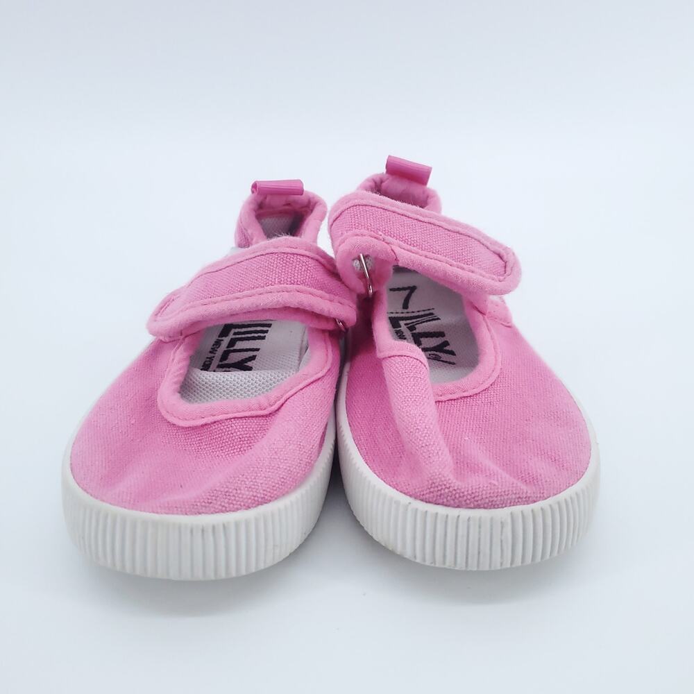 Lily NY Girl Bright Pink Mary Jane Canvas Playground School Slip On Shoe 7T - Picture 4 of 7